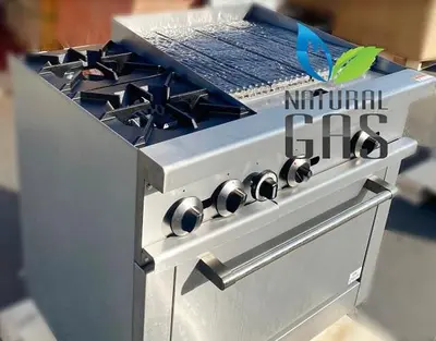 Oven with 24" char broiler and 2 open burners
