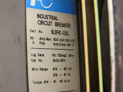 Fuji Electric BU3FHC-020L Circuit Breaker With Rotary Switch 20A 600VAC 3PH