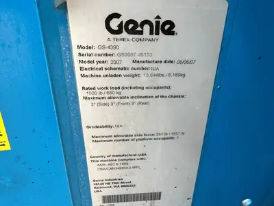 Used GENIE GS-4390RT Scissor Lifters Utah US | Global Remarketing #1285330