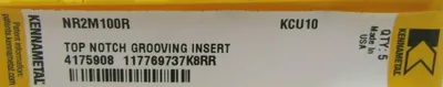 NEW PACK OF 5 KENNAMETAC NR2M100R CARBIDE GROOVING INSERTS 4175908