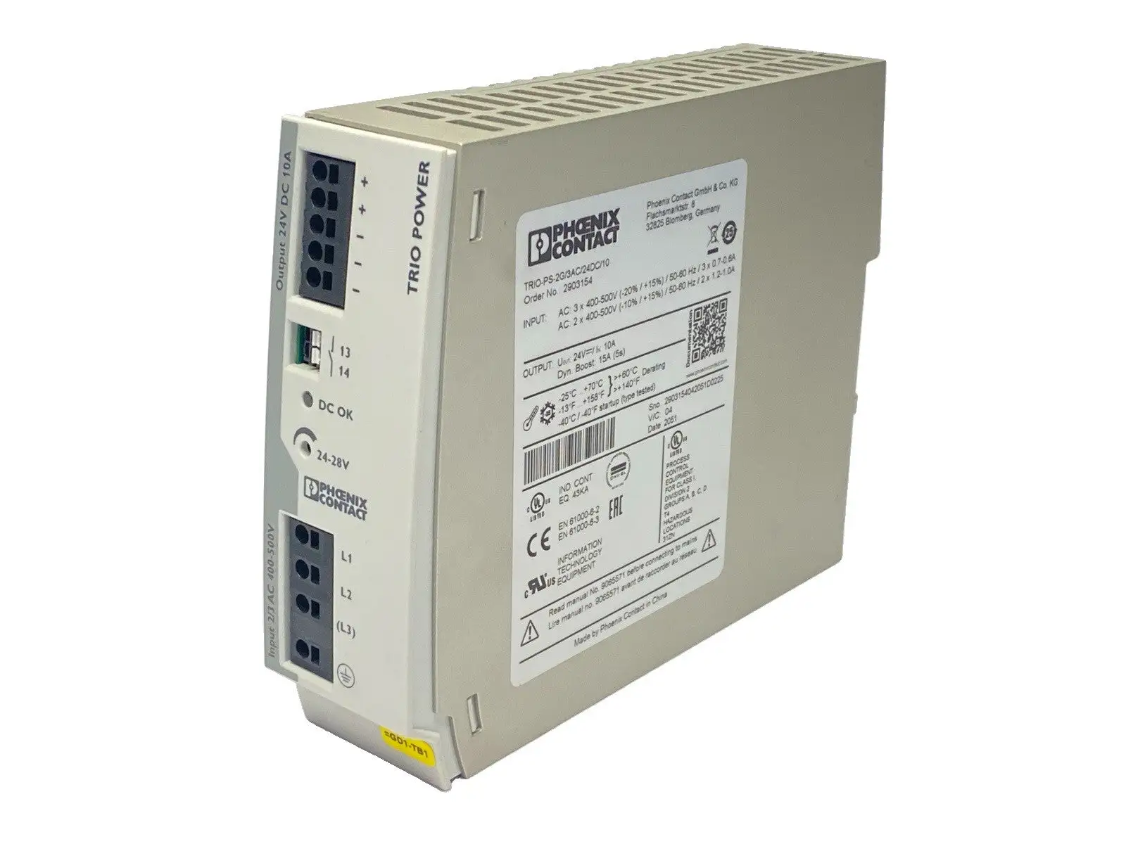 Used Phoenix Contact Power Supply 10A 24VDC 2903154 DIN Rail Power Supplies Michigan US | Maverick Industrial Sales #1391741