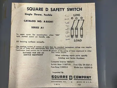Used SQUARE D A85341 Disconnects Ohio US | HGR 24 #1419671