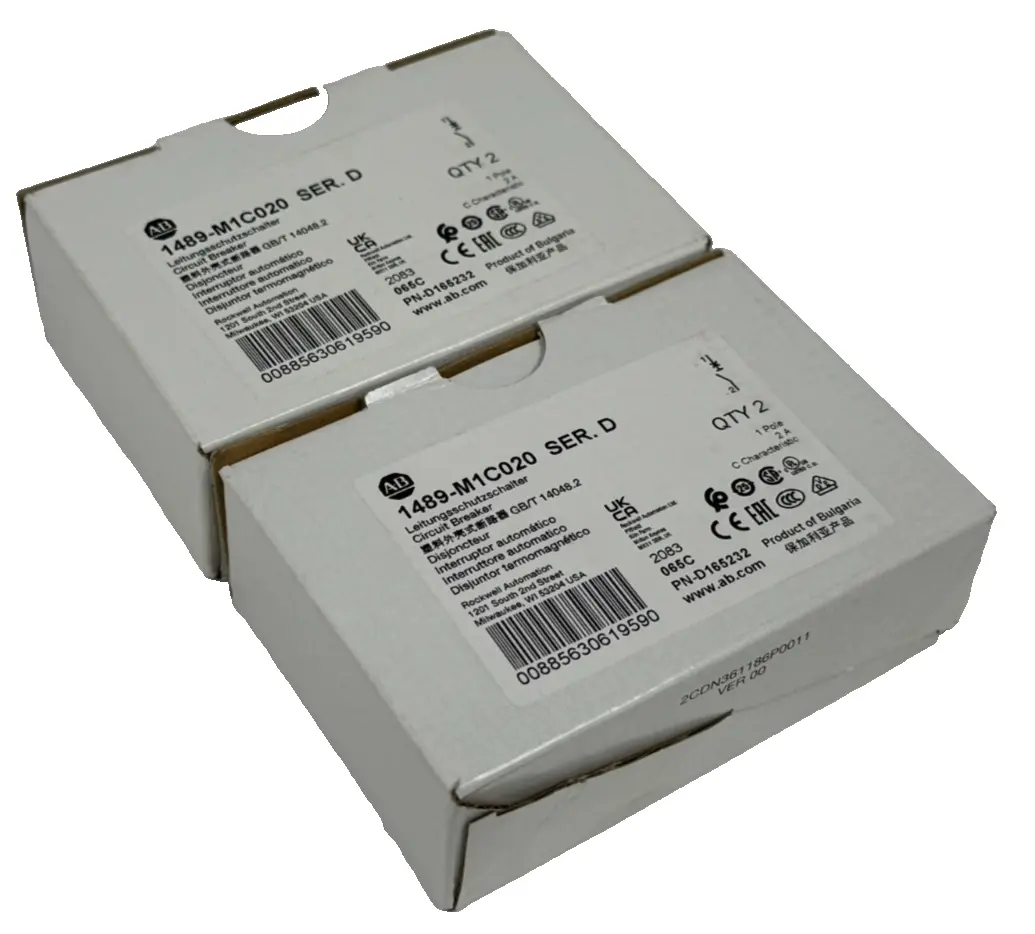LOT OF 3 ALLEN BRADLEY 1489-M1C020 CIRCUIT BREAKERS SER. D 1P 2A UNUSED SURPLUS