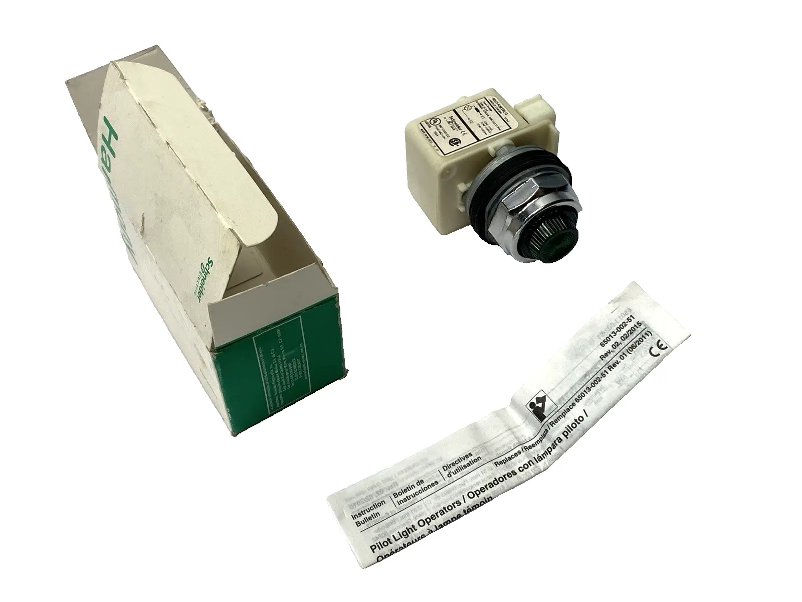 USED SCHNEIDER ELECTRIC PILOT LIGHT GREEN 30MM 120V