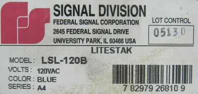 NEW FEDERAL SIGNAL LSL-120B LITESTAK 120VAC BLUE LSL120B SERIES A4