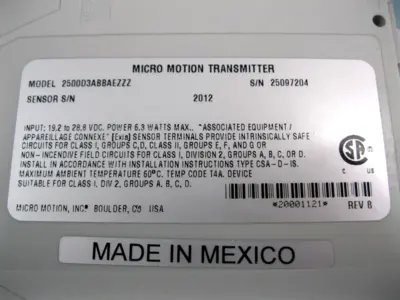 USED Micromotion 2500 D3ABBAEZZZ
