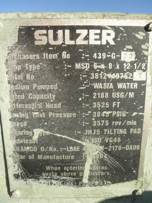 USED SULZER BINGHAM 6X8X12.5A MSD