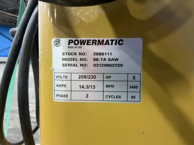 USED POWERMATIC 66TA SAW