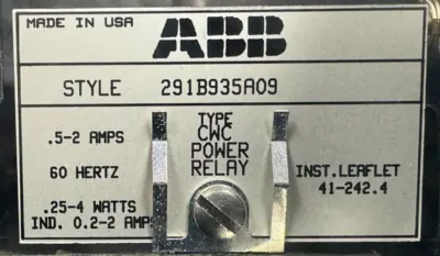 NEW ABB 291B935A09 POWER RELAY TYPE: CWC .5-2A 60HZ .25-4W