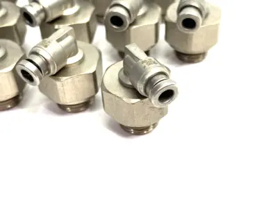 USED SMC METAL SWIVEL ELBOW FITTING MALE, 4MM OD TUBE