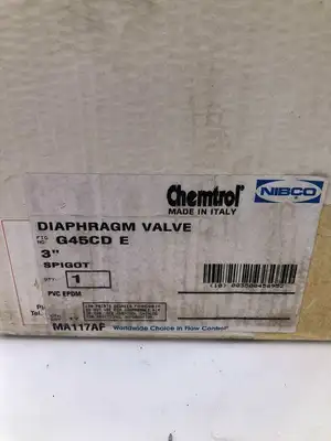 Nibco Chemtrol G45CD E 3″ PVC Manual Diaphragm Valve 150PSI at 73°F.00
