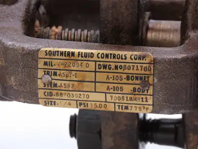 Southern Fluid Controls 8071700 Globe Valve 1/4" Socket Weld Rising Stem