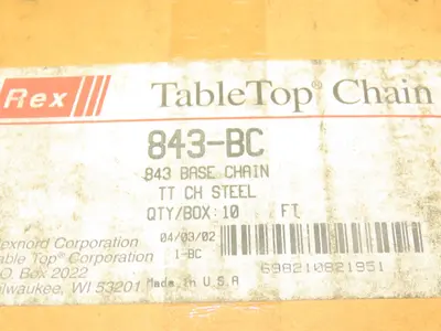 Rexnord 843-BC Tabletop Chain Guide Steel Base Roller Chain 1/2" Pitch 10'L