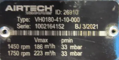 REFURBISHED AIRTECH VH0180-41-10-000 VACUUM PUMP VH01804110000