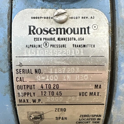 Used Rosemount 1151DP4S22B1D1 Vacuum Gauges / Controllers Indiana US | J&J Industrial Supply #1285264