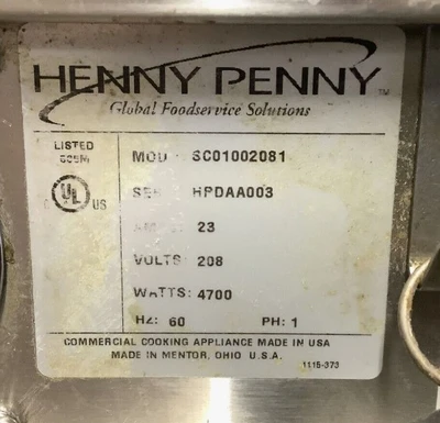 152-0304 Henny Penny SCO-100 Cook and Hold Oven