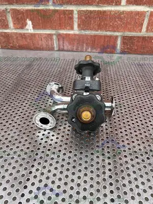 USED ITT PURE FLO 1-316L-RA20MAX 3 - WAY DIAPHRAGM VALVE W/ 1" SANITARY FITTING