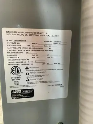 Used 2017 DAKIN DX11SA1204AB Condensers Colorado US | DH Griffin Used Equipment #1383873