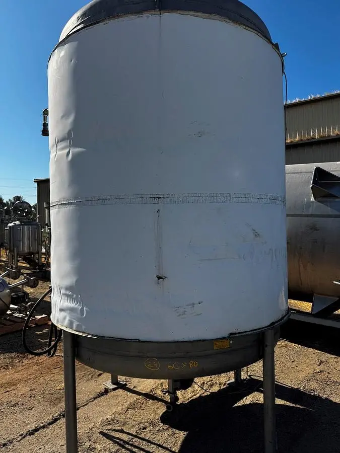 Tank, 1,000 Gallon, Jacketed, Insulated, Bottom Agitated, Stainless Steel, #5991479