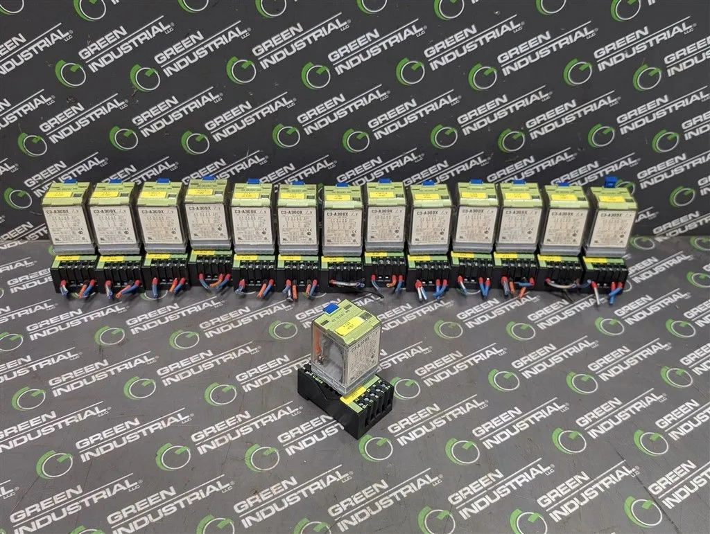 Lot of 14 Releco C3-A30DX 11-Pin Plug-In Relays with Bases Used