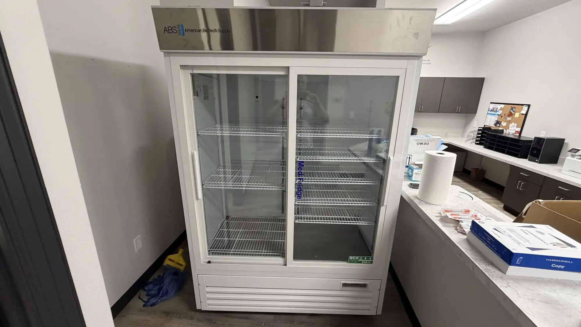 Used American Biotech Supply Double Sliding Glass Door Refrigerator Lab Refrigerators Texas US | PT Medical Technologies #1458674