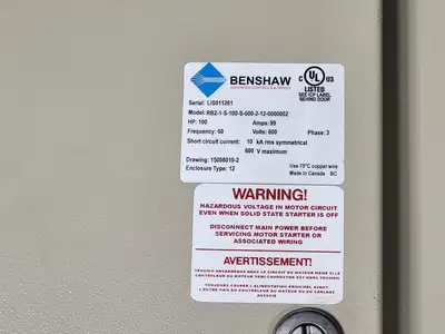 Used BENSHAW RB2-1-S-100-S-600-2-12-0000002 Switchgears British Columbia CA | Lenmark #1427038