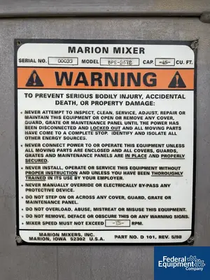 USED Marion Process Solutions 45 Cu Ft Marion Paddle Blender, S/S, Model BPS3672
