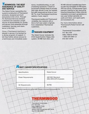 (2) THERMWOOD CARVING ROBOT SYSTEMS
