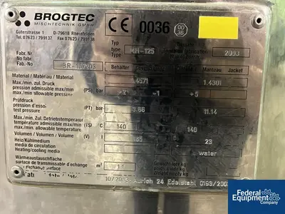 USED Brogtec AG 125 Liter Brogtec Planetary Mixer, Model MH-125, 316Ti S/S