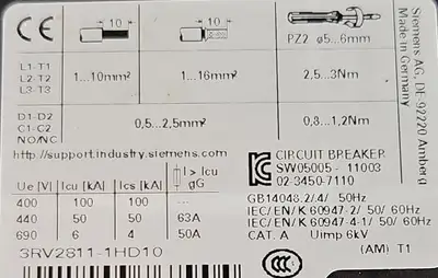 USED Siemens Siemens 3RV2811-1HD10