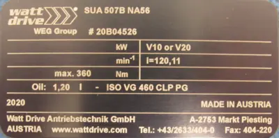 NEW WATT DRIVE SUA507BNA56 GEAR REDUCER 120.11:1