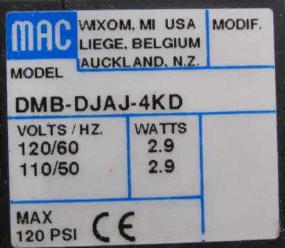 NEW MAC VALVE 92B-ABA-CJG-DM-DJAJ-4KD SOLENOID VALVE DMB-DJAJ-4KD