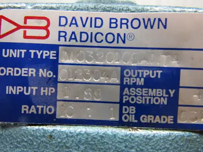 David Brown M032010EANT4 Series M In Line Helical Reducer W/ Baldor 1/2HP Motor