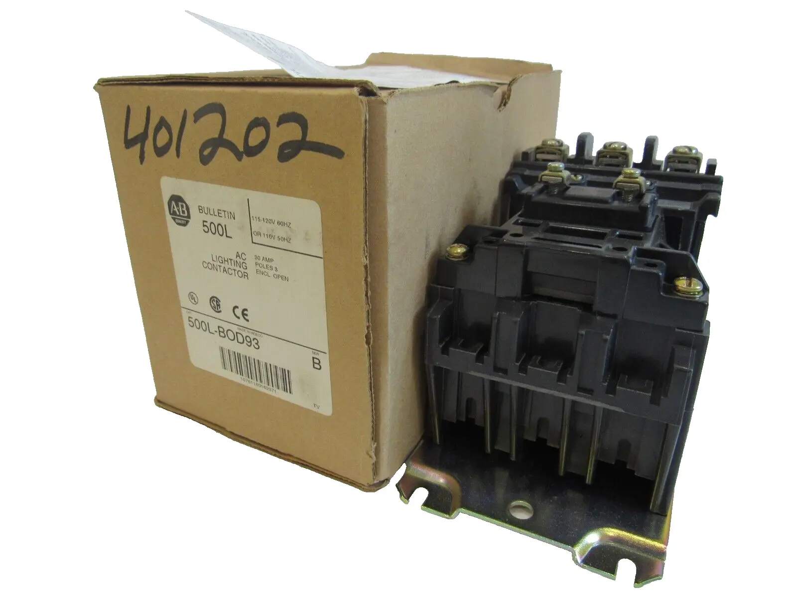 ALLEN BRADLEY 500L-BOD93 LIGHTING CONTACTOR SER.B 500LBOD93 NEW SURPLUS
