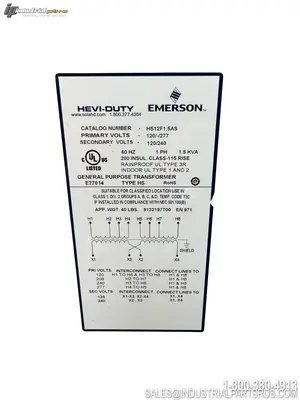 Used EMERSON HS12F.15AS Transformers Kentucky US | Industrial Parts R Us Inc. #1552641