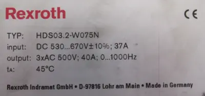 USED REXROTH HDS03.2-W075N SERVO DRIVE HDS032W075N