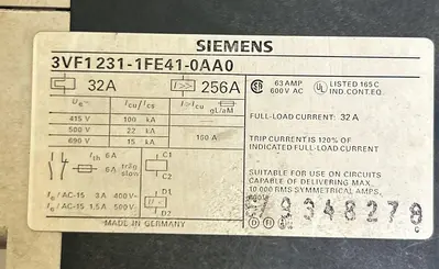 Used SIEMENS 3VF1231-1FEA1-0AA0 Miscellaneous Equipment (Electrical & Power) Ohio US | Surplus Asset Holdings #1235433