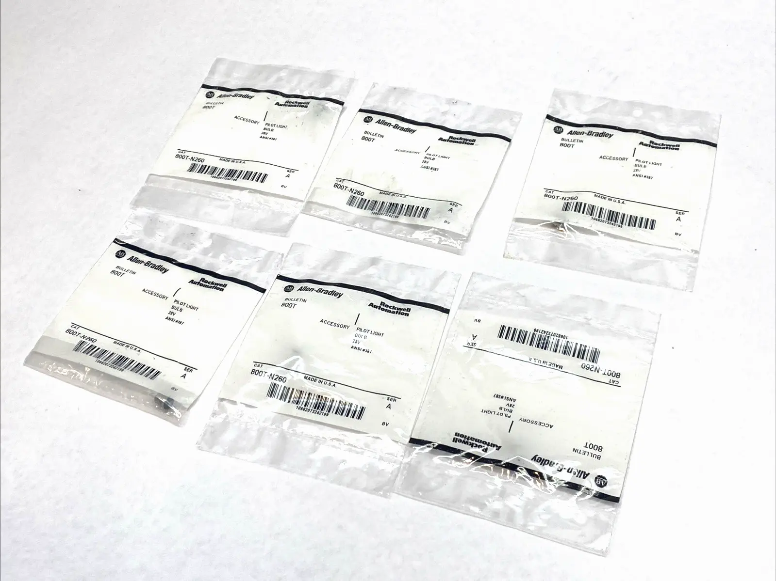 NEW ALLEN-BRADLEY REPLACEMENT LAMP 30MM INCANDESCENT PUSH BUTTON LOT OF 6