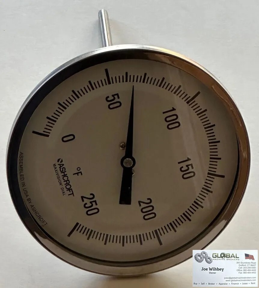 Ashcroft 0 - 250° F Bimetal Dial Thermometer 5 In Dial 6.0 In Stem