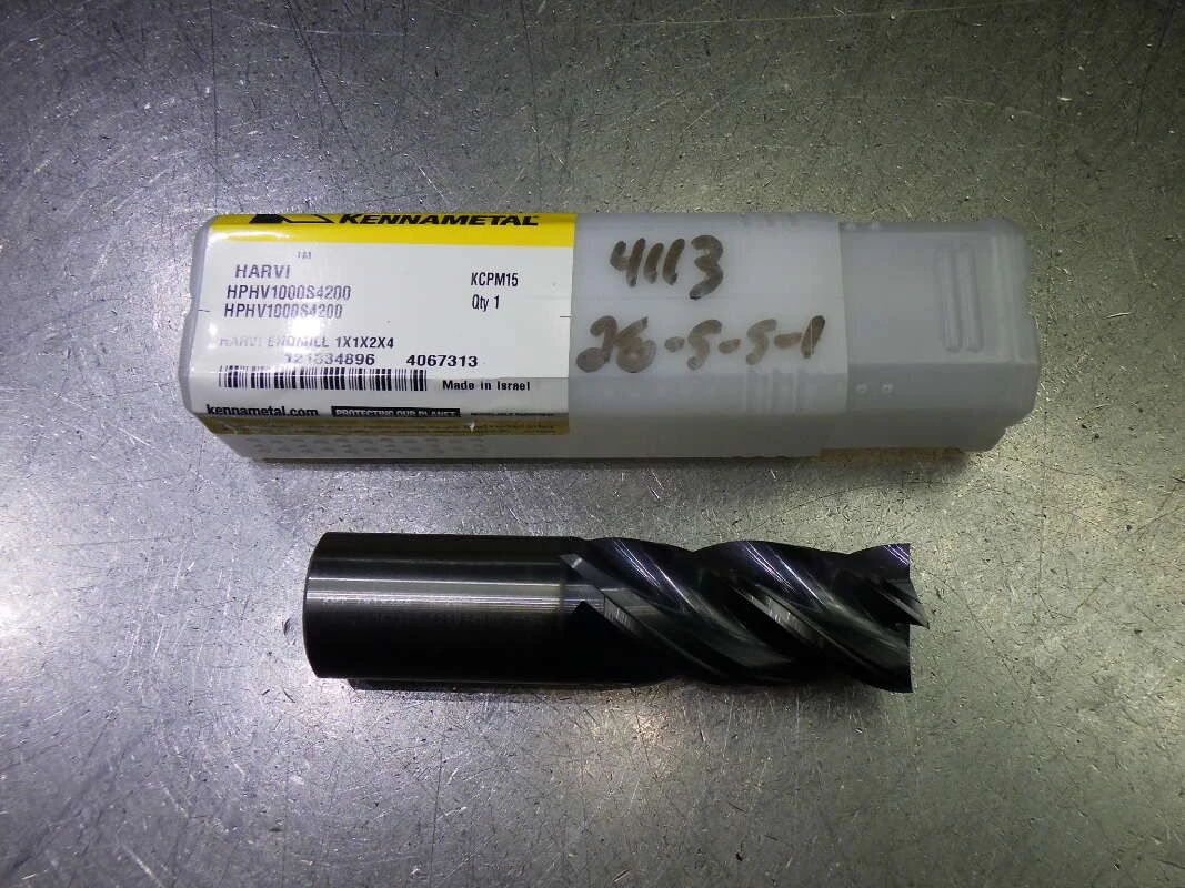 Kennametal 1" 4 Flute Carbide SQ Endmill 1" Shank HPHV1000S4200 KCPM15 (LOC1278A)