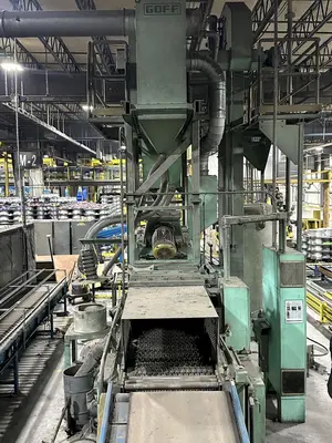 27.5" X 18" X 2 WHEEL GOFF MODEL #WM27.5-2-40 WIRE MESH BELT PASS THROUGH SHOT BLASTER, NEW 2008: STOCK #21932