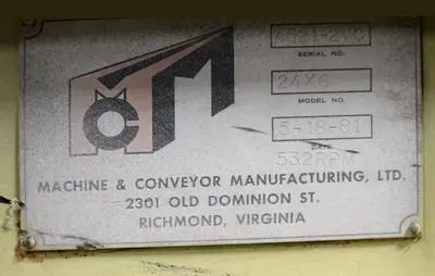 USED MACHINE & CONVEYOR MANUFACTURING, INC. 24X6
