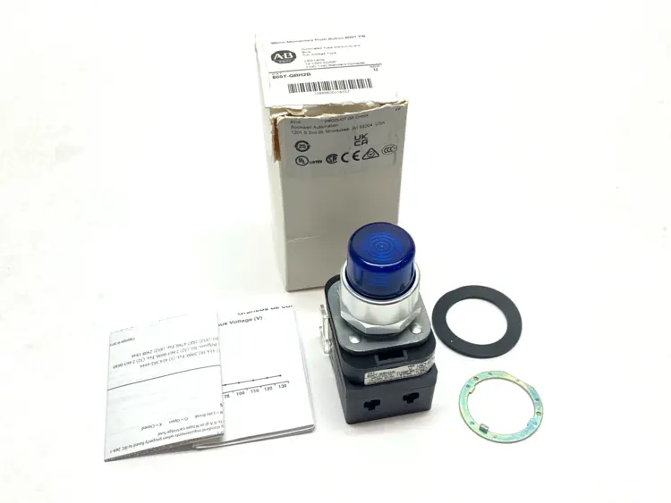 Used ALLEN-BRADLEY SER U 30MM MOMENTARY PUSH BUTTON 800T PB BLUE 12-130V Relays & Switches Michigan US | Maverick Industrial Sales #1092097