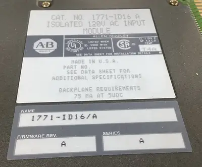 Used Allen-Bradley 1771-ID16 A PLC Input & Output | Palmetto Automation #1152021