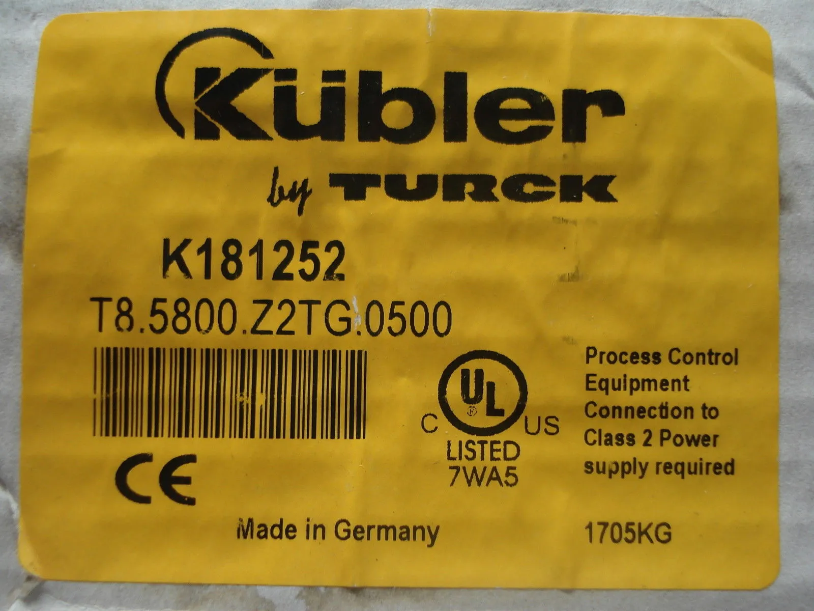 NEW KUBLER TURCK T8.5800.Z2TG.0500