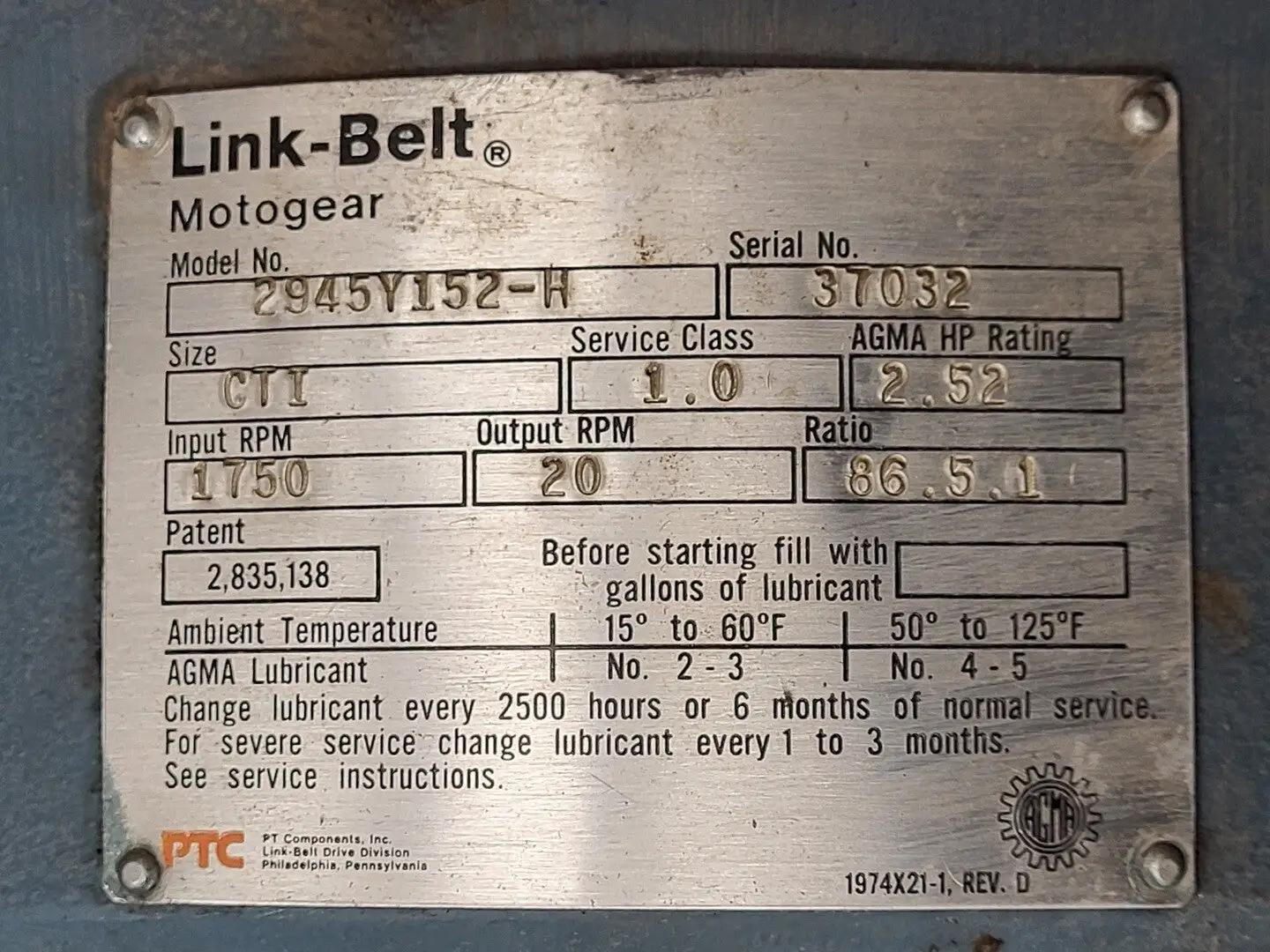 Used LINK-BELT 2945Y152-H Gearboxes British Columbia CA | Lenmark #268265