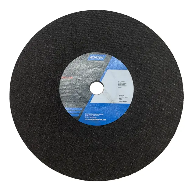 Norton 12" x 3/32" x 1" Foundry Cut-Off Wheel Type 1, 36 Grit Aluminum Oxide