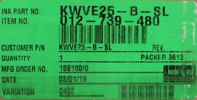 NEW INA KWVE25-B-SL-012-739-480 LINEAR CARRIAGE KWVE25BSL012739480