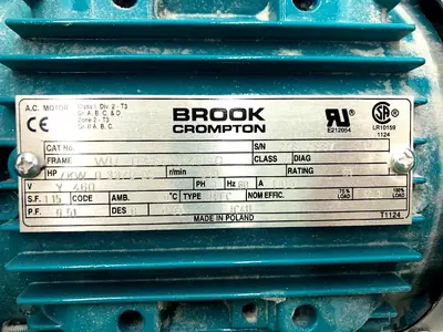 BROOK CROMPTON WU-DA80MM8-D AC MOTOR 3PH 834RPM 480V STOCK S-117