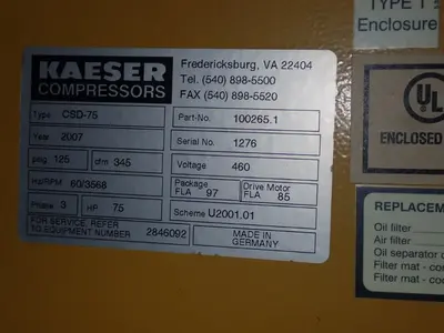 USED 2007 KAESER CSD75